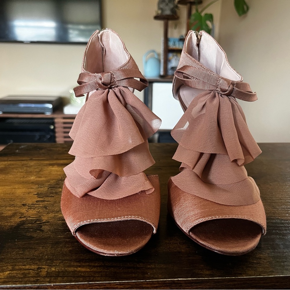 Ruffled Blush Women's Heels - Picture 2 of 7